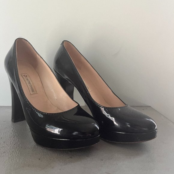 L' AUTRE Chose Black Leather High Heels Pumps Shoe - Picture 1 of 4